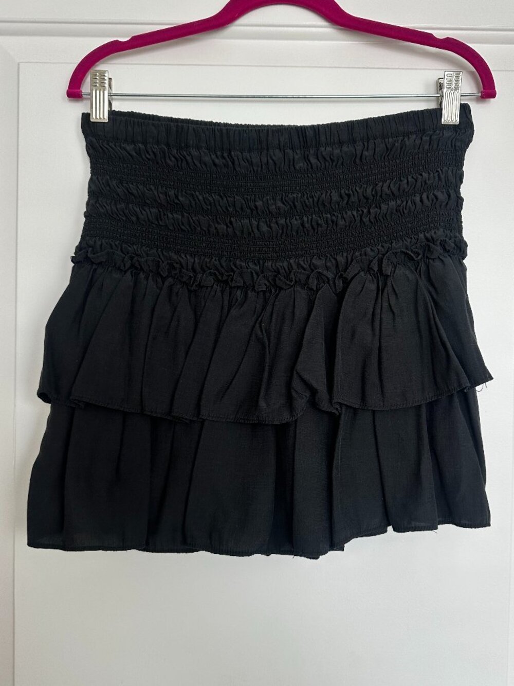 Mustard Seed Black Ruffle Mini Skirt Size Large Like New